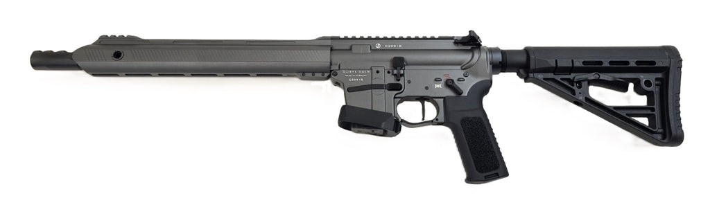 Schmeisser Gewehrlauf, Nahaufnahme, schwarz.