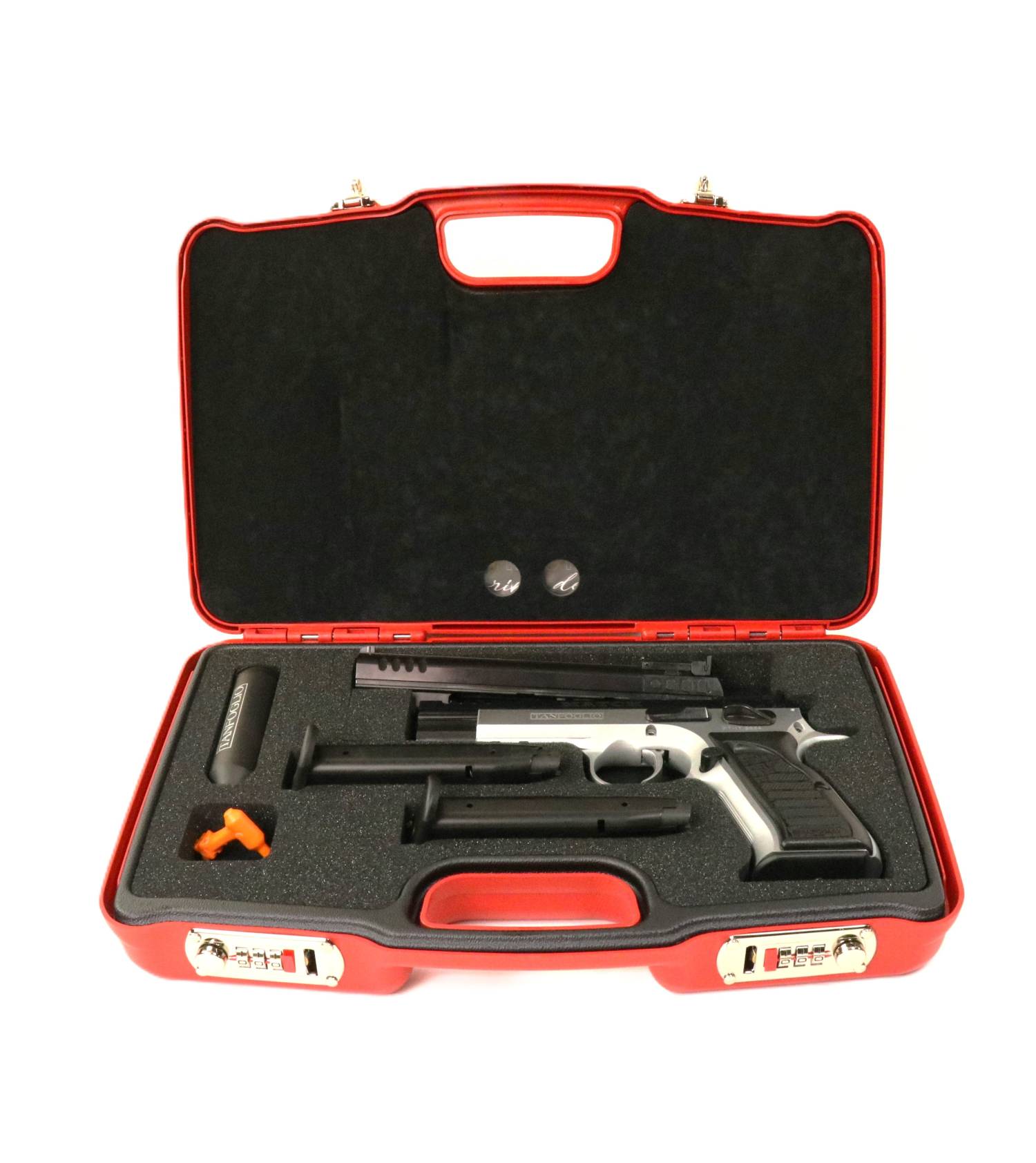 Tanfoglio Pistole in rotem Koffer.