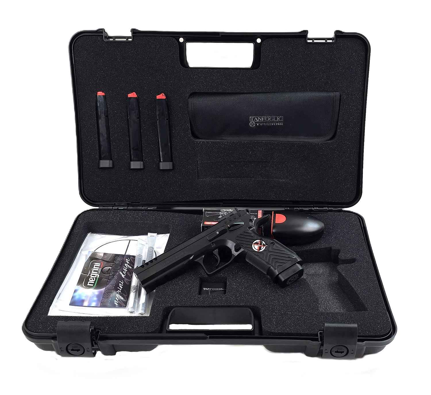 Tanfoglio Pistole, schwarz, seitlich.