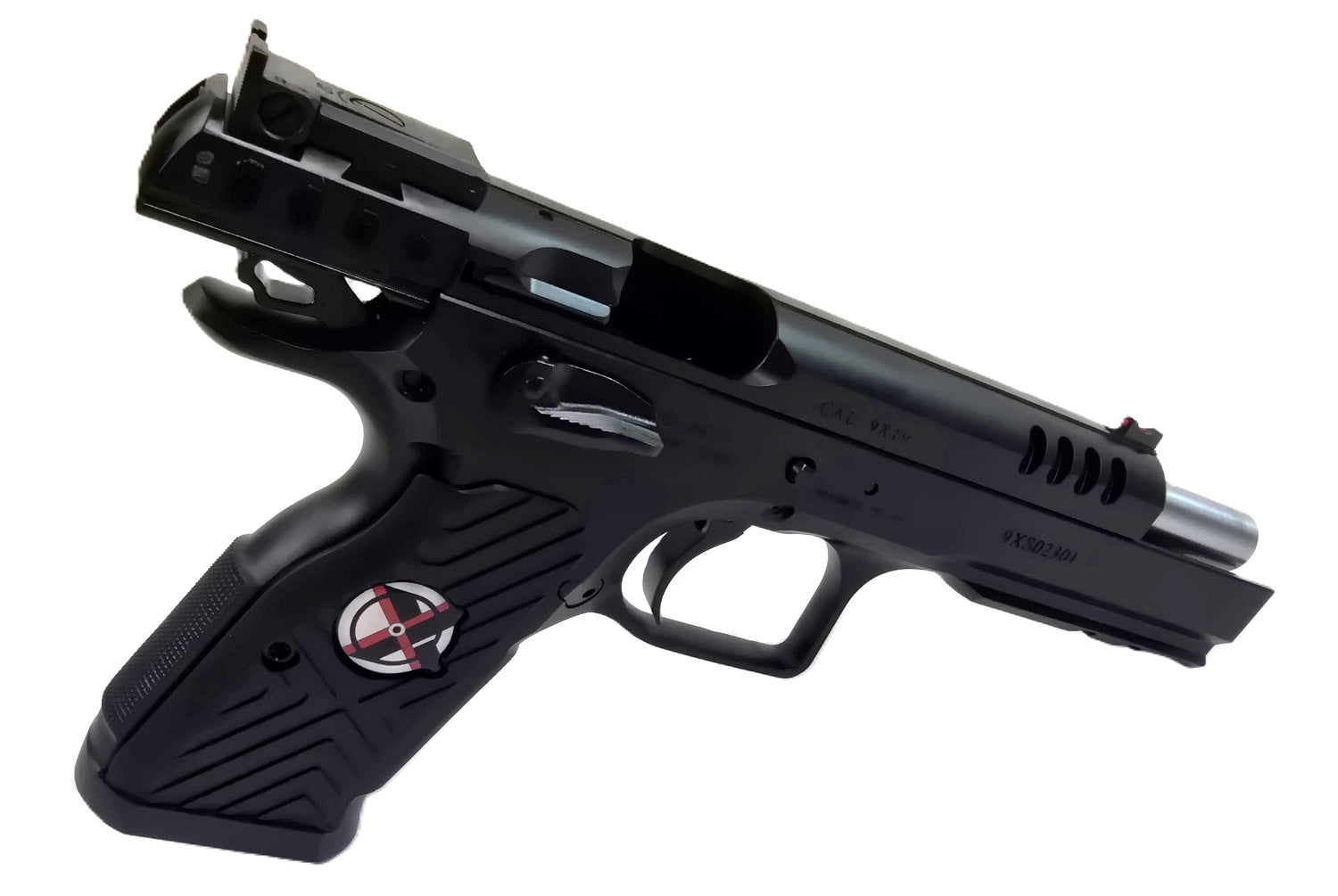 Tanfoglio Pistole, schwarz, seitlich.