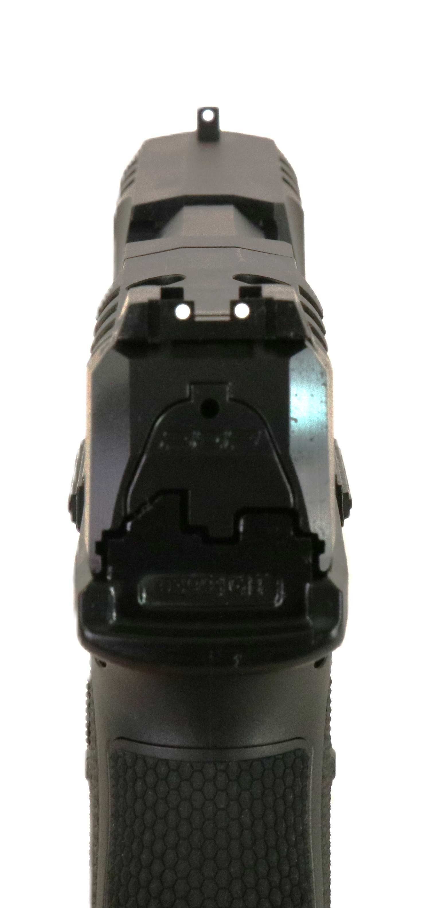 Walther Pistole, schwarz, seitlich.