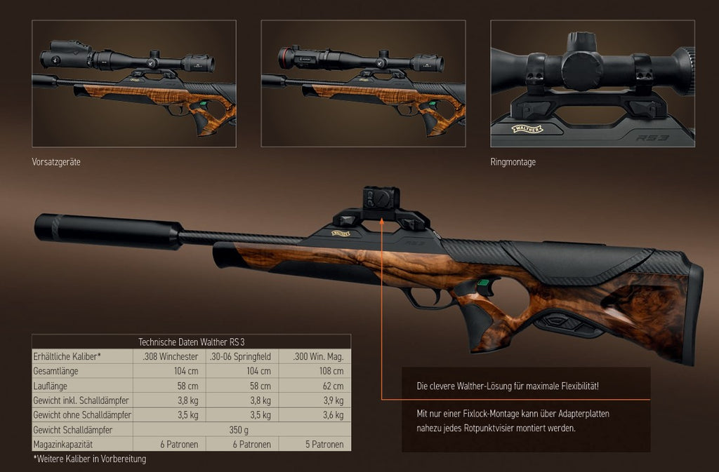 Walther RS-3 Jagdrepetierbüchse  Kal. 308 Win Holz Heritage Fourstar inkl. Schalldämpfer