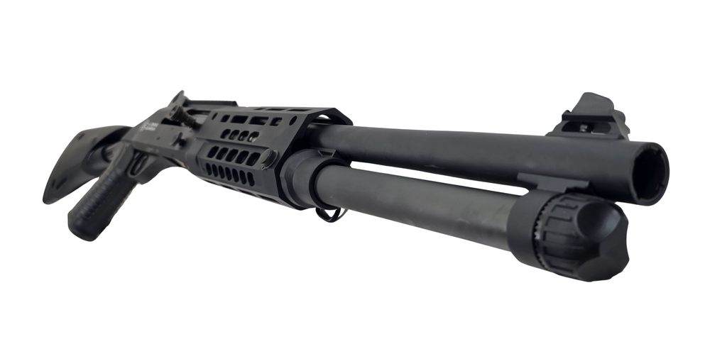 Einzelstück Drone Guardian Benelli M4 mit Teleskopschaft, Kal. 12/76, LL 47 cm, black