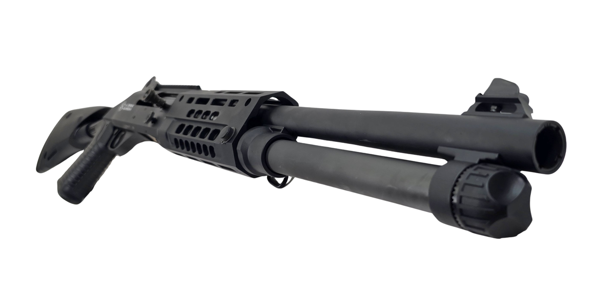 Einzelstück Drone Guardian Benelli M4 mit Teleskopschaft, Kal. 12/76, LL 47 cm, black