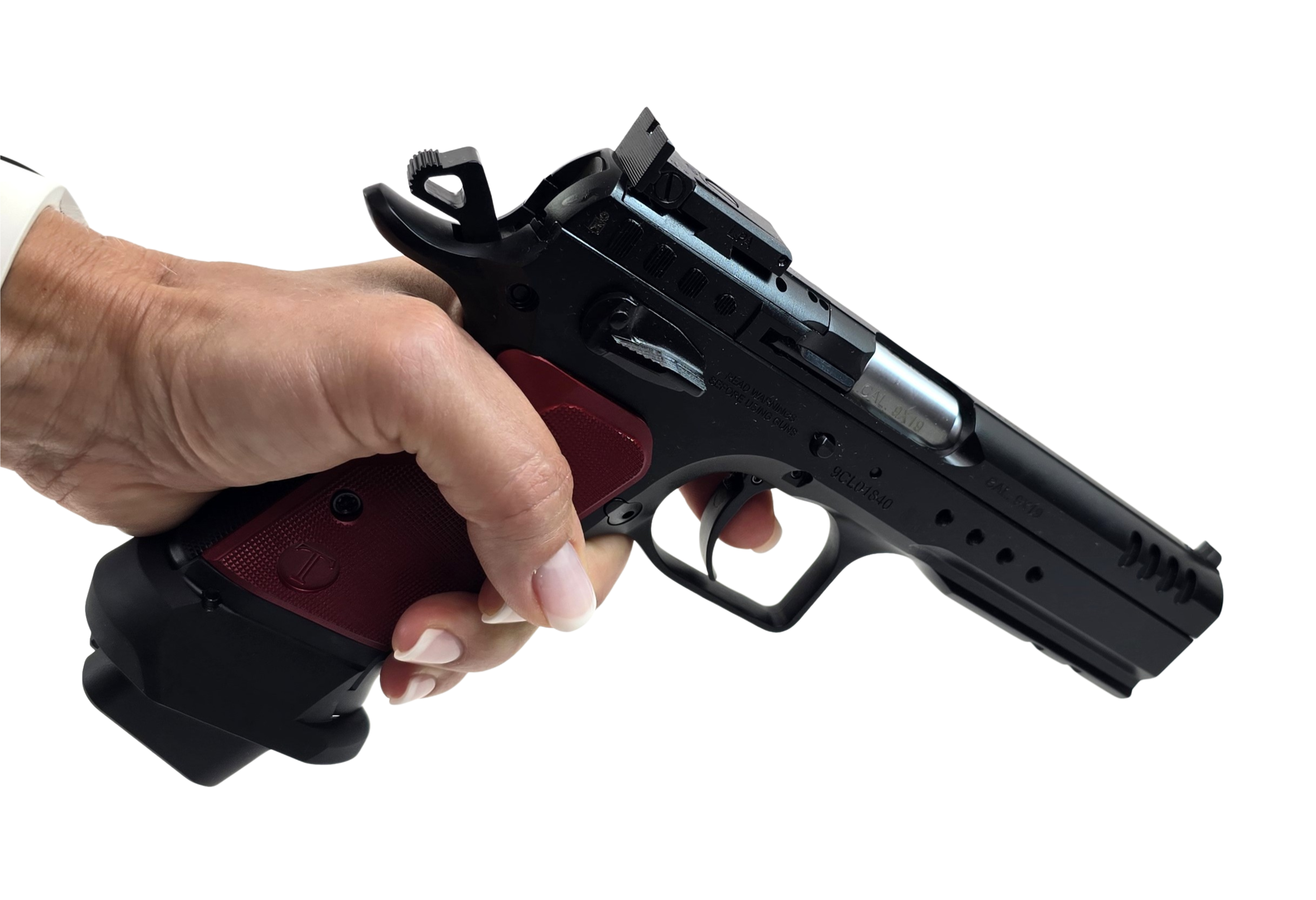 Tanfoglio Pistole T97L Limited Optic (OR), 4,92" zyl., 9 mm luger, schwarz / rot