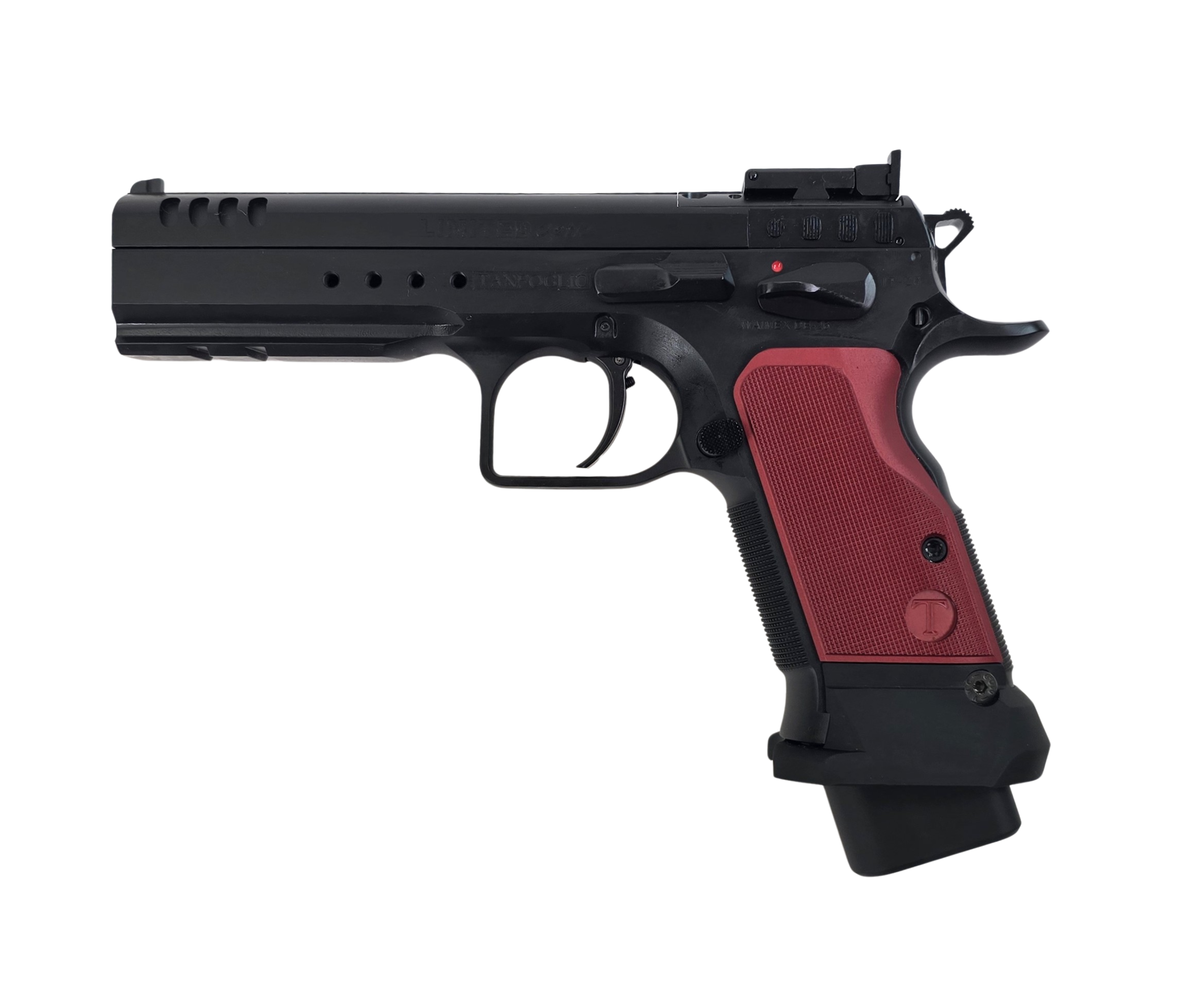 Tanfoglio Pistole T97L Limited Optic (OR), 4,92" zyl., 9 mm luger, schwarz / rot