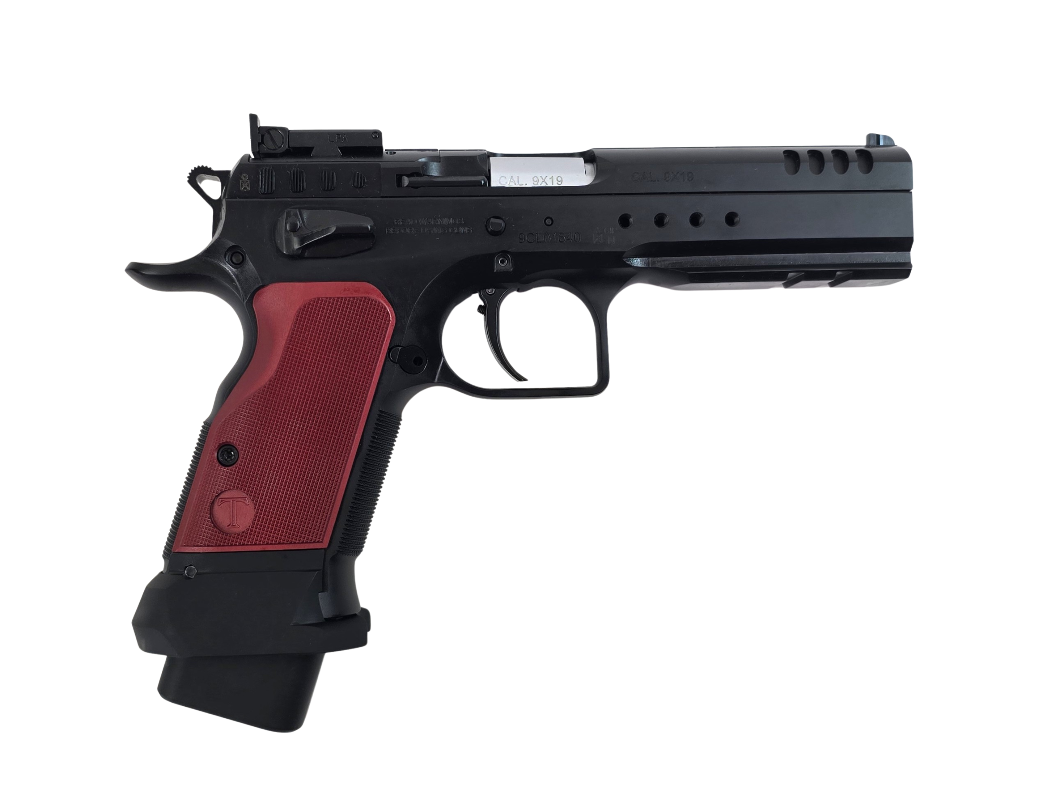 Tanfoglio Pistole T97L Limited Optic (OR), 4,92" zyl., 9 mm luger, schwarz / rot